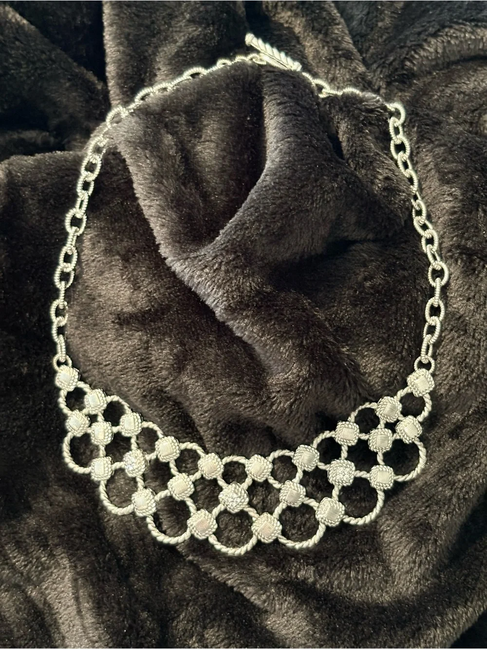 Stunning Judith Ripka Sterling Silver CZ Bib Statement Necklace